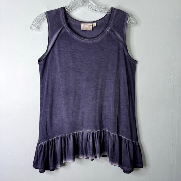 Dantelle Acid Wash Gray Sleeveless Asymmetrical Peplum Hem Top Women's Size S - Picture 10 of 11